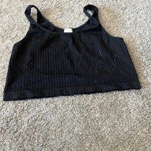 Black Ribbed Crop Top
